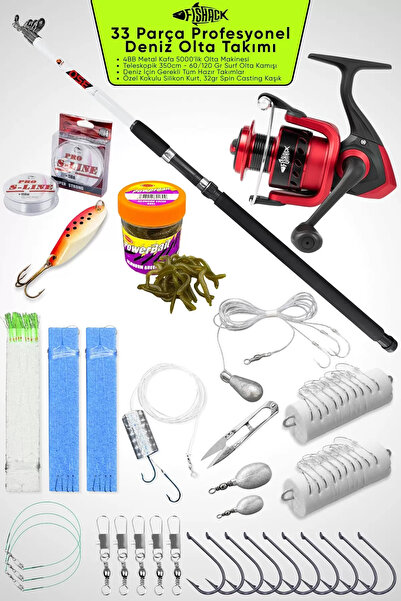 Fishack 33 Parça Profesyonel Deniz Olta Takımı Seti - Mor - 350cm Kamış 60/12...