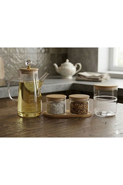 nuvom طقم علب توابل وسكر وزيت من 5 قطع