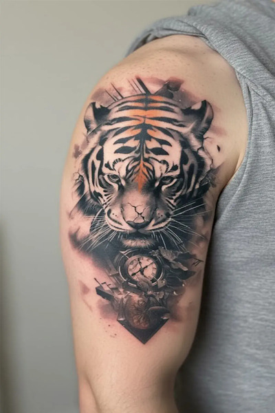 Tattoo Gerçekçi Kaplan Realistic model geçici kol bacak geçici sticker yapışt...