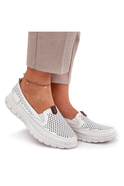 Vinceza Balerini perforați din piele 95336 Alb 38