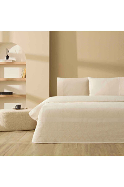 Taç Jakar Linora pentru două persoane set de cuverturi cu țesătură pichet Ecru