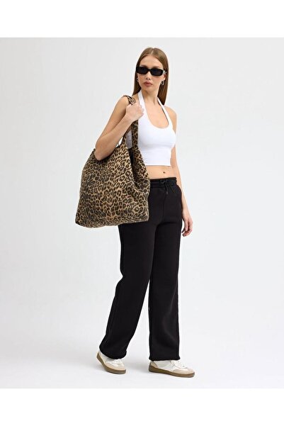 Merci Women's Black Three Thread Sh Fleece-Lined Palazzo Sweatpants