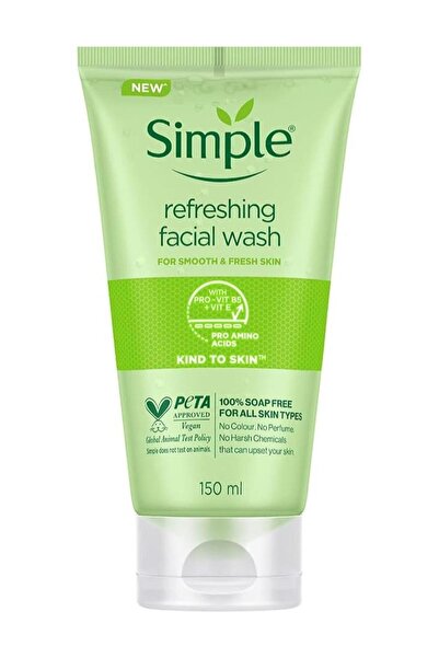 Simple Refreshing Facial Wash, Soap Free, For All Skin Types 150ml