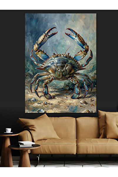Artmeg Pânză decorativă cu crab albastru gigant pe nisip - Masă din lemn MDF