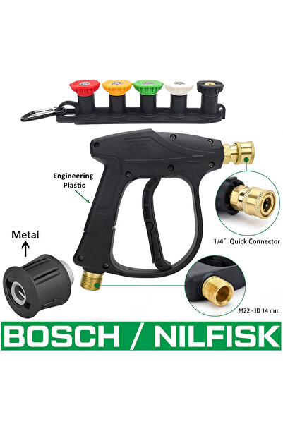Jo Moyner Araç Yıkama Tabancası 5li Nozzle Set ve Kemer Klipsli Kısa Tetik Ta...