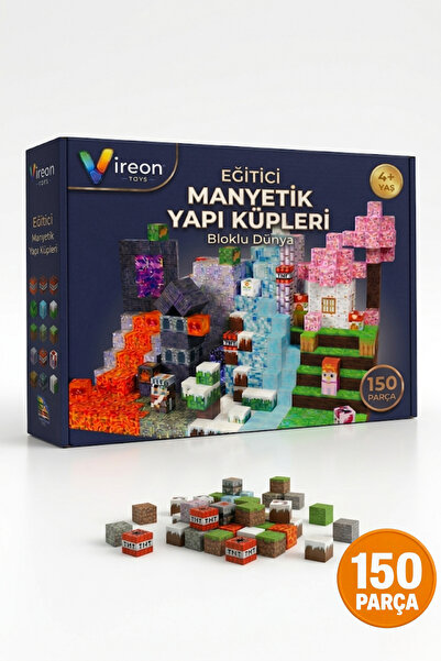 Vireon Manyetik Yapı Küpleri 150 Parça - Eğitici ve Zeka Geliştirici 3D Mıkna...