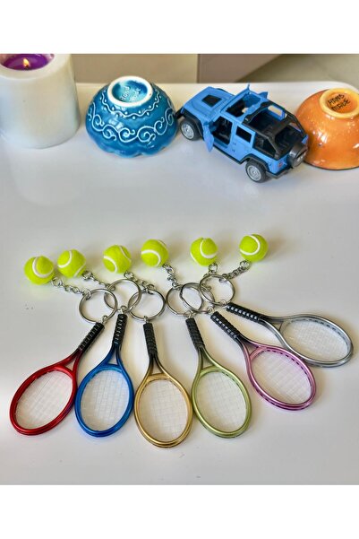 anahtarlık evreni مضرب تنس وكرة بتصميم معدني مزخرف سلسلة مفاتيح (لا يوجد اختي...