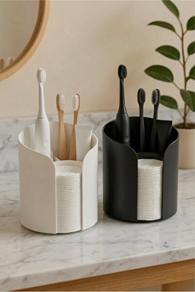 Higienox 2-Piece Brush and Cotton Compartment Bathroom Organizer Set