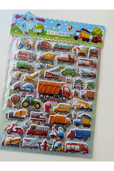 Bumelo 2 Sayfa Arabalar Kabartmalı Yüksek Kalite Sticker ,Etiket