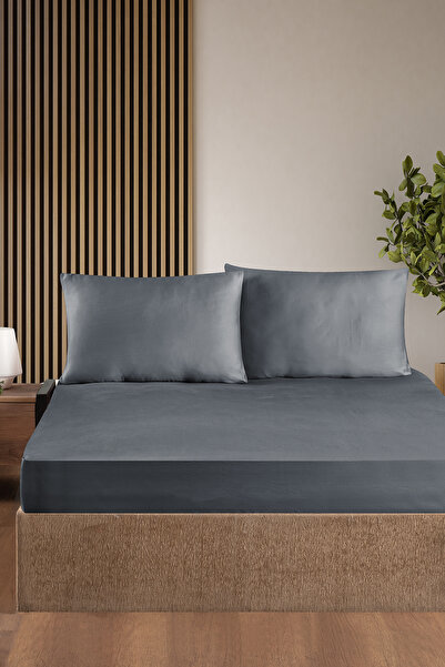 First Choice 100% Cotton Satin 200 Tc (80 Thread Count) Fitted Sheet Set Dark...