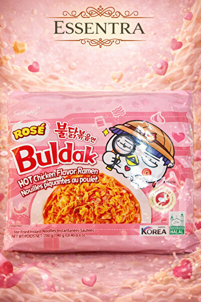 Essentra Home Samyang Rose Hot Chicken Ramen Kore Acılı Noodle 5'li Paket