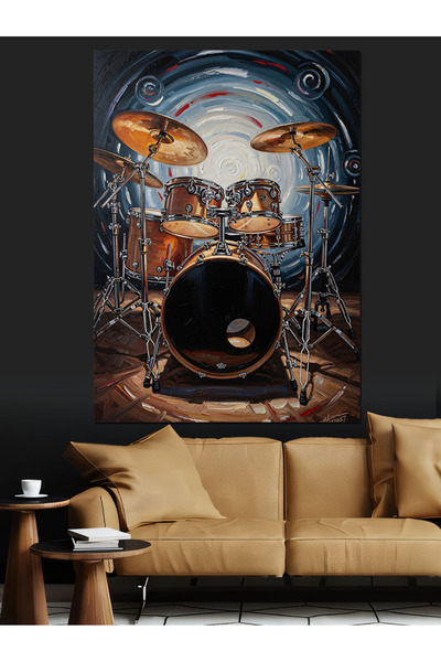 Artmeg Set de tobe sub lumini de scenă Pânză decorativă - Masă din lemn MDF