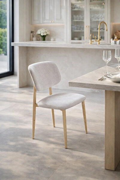 MARIA HOMES Elegant White Dining Chair with Comfortable Upholstery and Wooden...