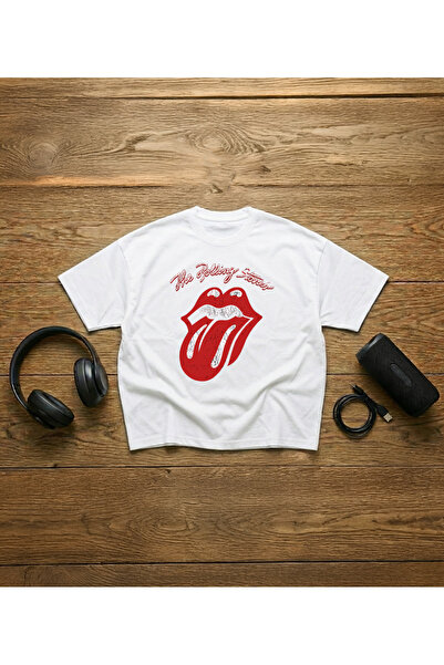 STİL-X تي شيرت The Rolling Stones مطبوع للجنسين 100% مقاس كبير مكون من قطن قطع