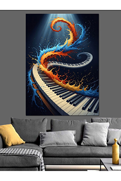 Artmeg Note muzicale colorate din tastele de pian Pânză decorativă - Tablou d...
