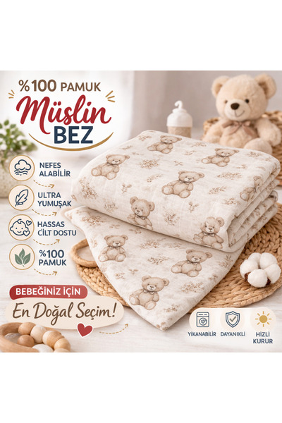 KRN MODA Çok Amaçlı Müslin Örtü, Müslin Bebek Battaniyesi, %100 Pamuk Müslin ...
