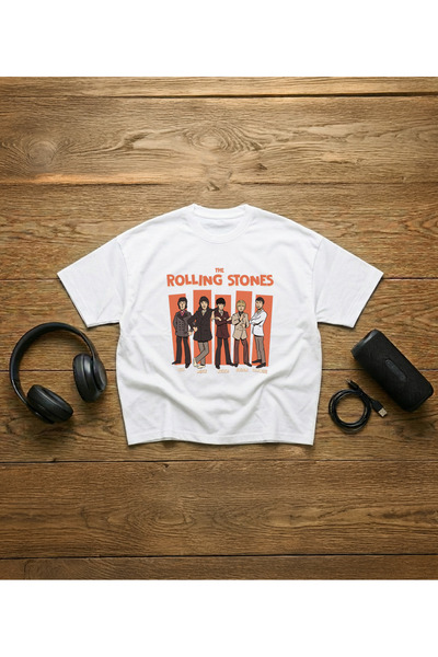 STİL-X Tricou oversize unisex cu imprimeu The Rolling Stones, 100% bumbac