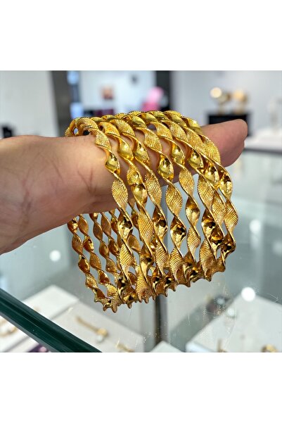 CASELN 5 Adet Makarna 22 Ayar Altın Kaplama Bilezik Bileklik