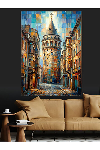 Artmeg İstanbul Galata Kulesi Yağlıboya Görünüm Dekoratif Kanvas - Mdf Ahşap ...