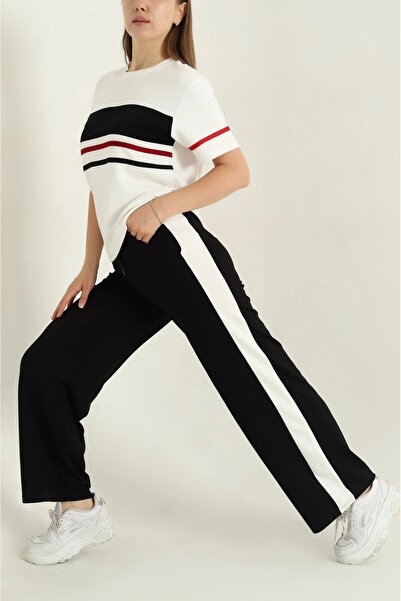 EmcyFiora Kadın Yazlık Şerit Detaylı Eşofman Takımı – Günlük Spor Kombin