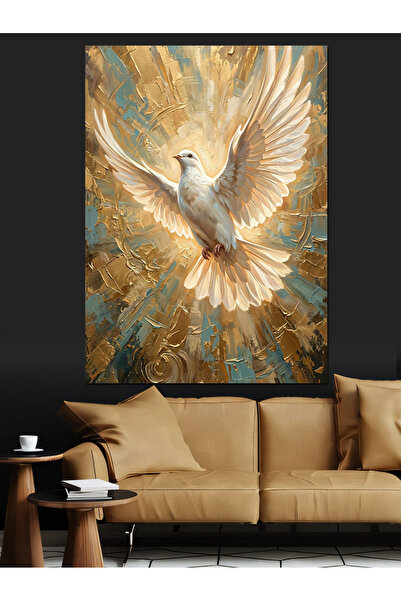 Artmeg Flying White Peace Dove Painting Decorative Canvas - Mdf Wood Painting