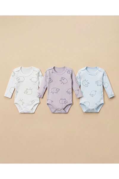Minory Baby - 3'lü Uzun Kol Bebek Body Seti | Kuzu Motifli