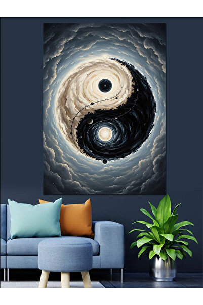 Artmeg Διακοσμητικός καμβάς με σύμβολο Yin Yang στον Κοσμικό Ουρανό - Ξύλινη ...