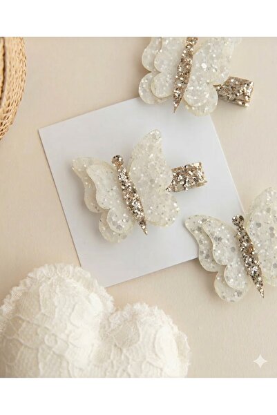 chipiques Cataramă cu agrafă cu sclipici auriu și figurină fluture