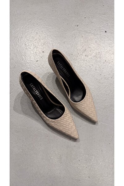Eataly Shoes Vera Beige Knitted Leather Heels