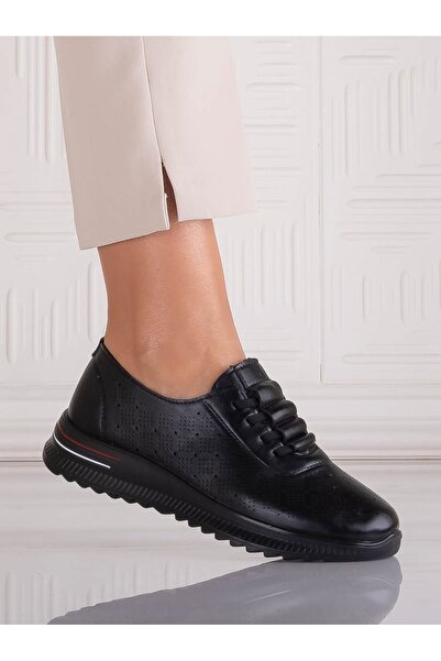 JADESUNG Pantofi sport negri pentru femei din piele Noida, mărimea 36