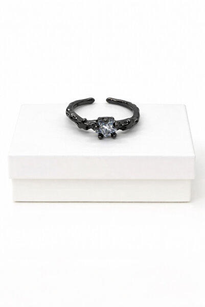 MakeWell Gothic Black Heart Star Flower Stone Ring – Adjustable Gothic Punk S...