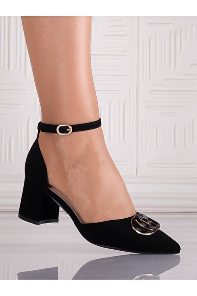 CAROLIE Pantofi Alamia pentru femei din piele piele întoarsă neagră, mărimea 39