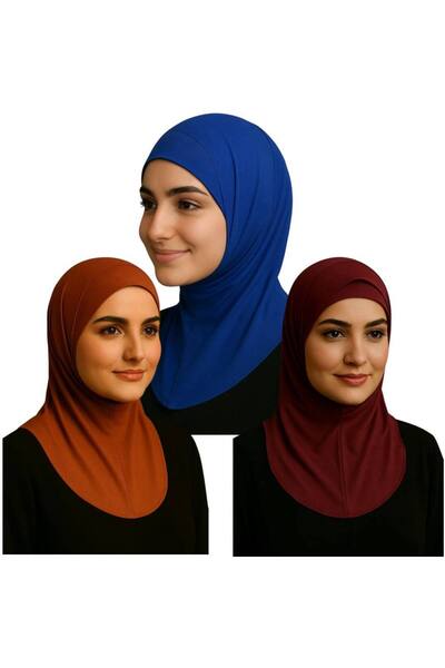 ALDAIYR 3Pcs Ninja Bone Stretch Fabric Hijab Bonnet with Neck Collar