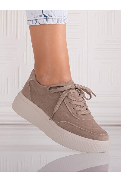 ANGEL BLUE Adiza Women's Casual Kaki Shoes Made from Suede Leather, Size 40