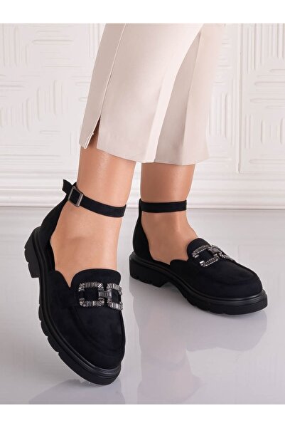 CAROLIE Lipana Women's Casual Black Suede Leather Shoes, 39