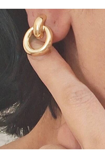 EDWOL Lacquer and Gold Color Plated Women's Hoop Nail Earrings