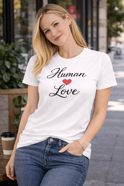 HUMAN LOVE Special Design T-Shirt 100% P Cotton Combed Cotton