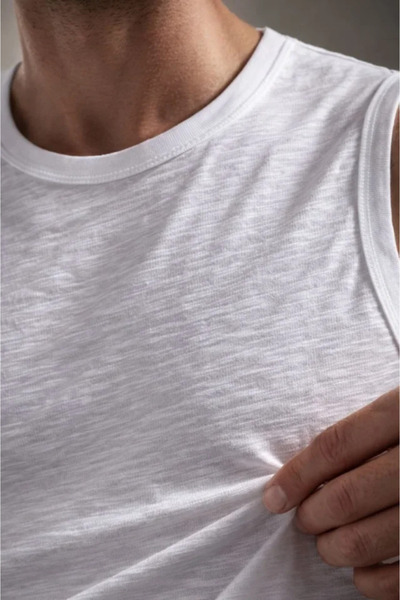 Veraura Lifestyle Men's Flamed Fabric Zero Sleeve Undershirt Basic Sports Top...