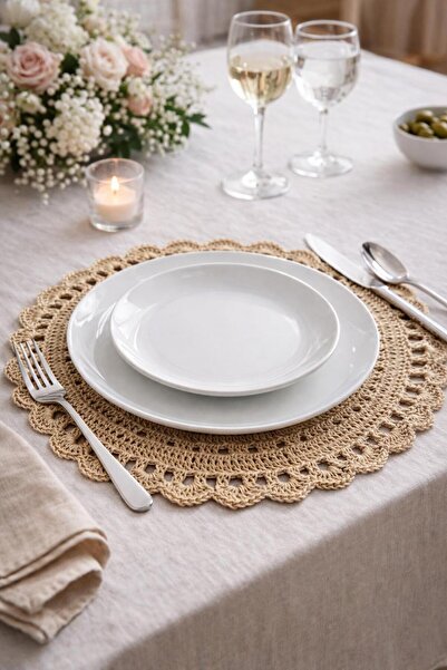 livadesign7 Set of 4 Hand-Knitted Straw Plate Mats - Paper Rope - American Se...