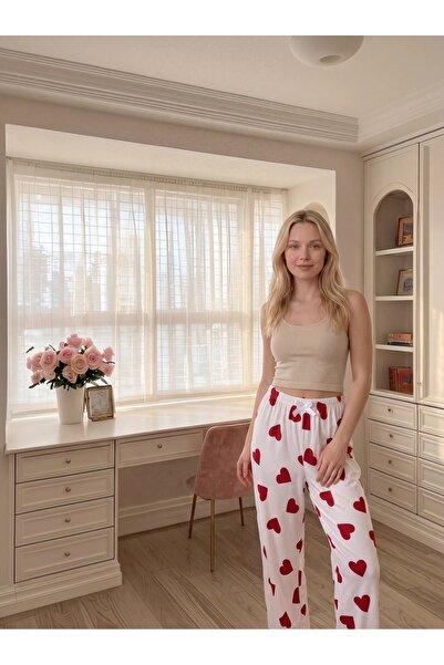 Sohadid Women's Heart Patterned Cotton Pack Comfortable Pajama Bottoms