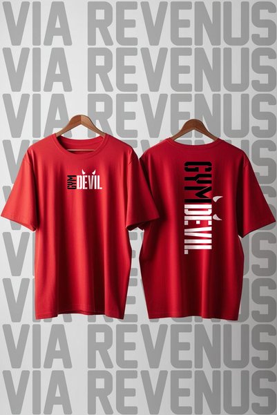 Vordevia Gym Devil Printed Crew Neck Loose Fit 100% Cotton Unisex Tshirt