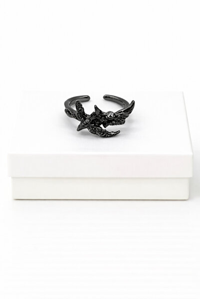 MakeWell Gothic Dragon Wing Purple Heart Stone Ring – Adjustable Gothic Punk ...