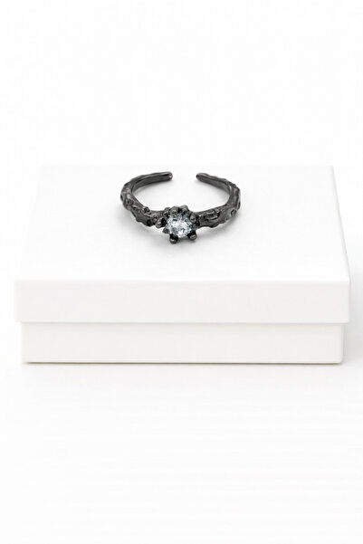 MakeWell Gothic Black Heart Star Flower Stone Ring – Adjustable Gothic Punk S...