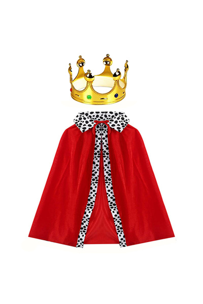 Go İthalat Costum de Rege cu pelerină și coroană aurie, mărime copil 90 cm (5...