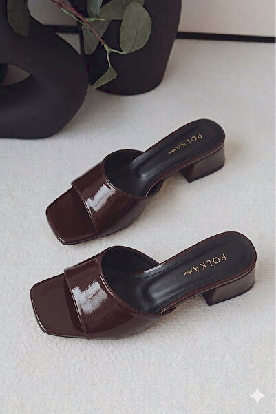 POLKA STORE Comfy Women's Pointed Toe Tape Detailed Short Block Heels Slipper...