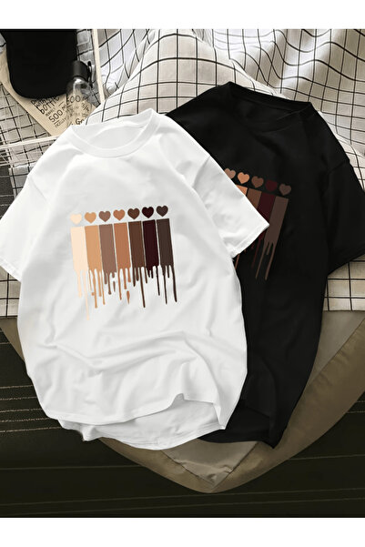 gencerco 2 Τεμάχια Eriyen Kalpler με τύπωμα Premium oversized Μπλουζάκι