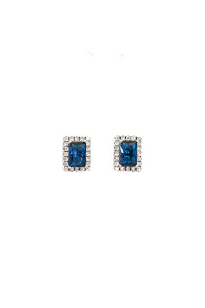 ElectraStore Silver Earrings With Blue Sapphire Stone Blair