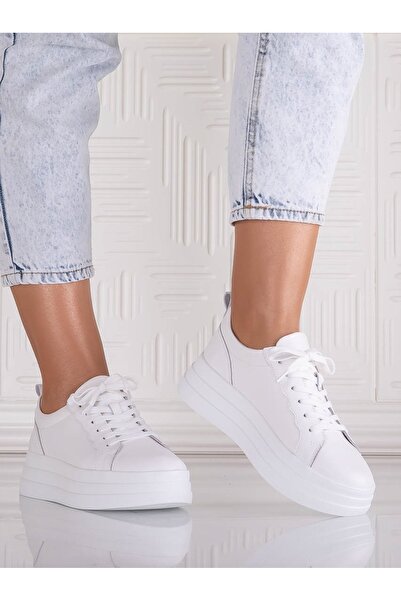 ANGEL BLUE Pantofi piele Sadrina, albi, pentru femei, model casual, talpă 39