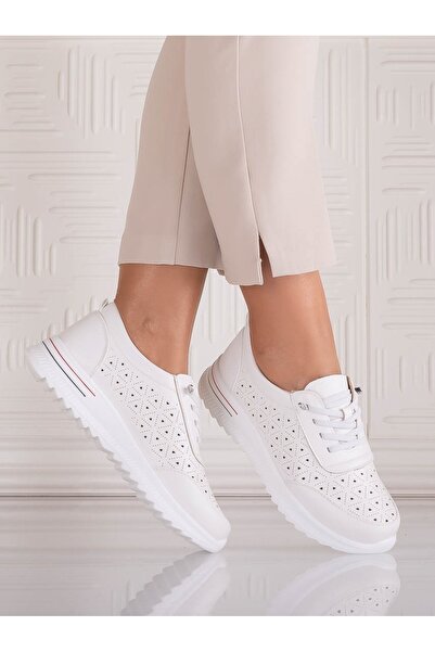 JADESUNG Pantofi sport Nolya albi, casual, din piele ecologică, mărimea 38