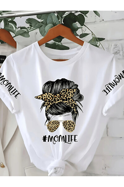 gencerco Μπλουζάκι  "Mom Life Με λεοπάρ τύπωμα Premium oversized "